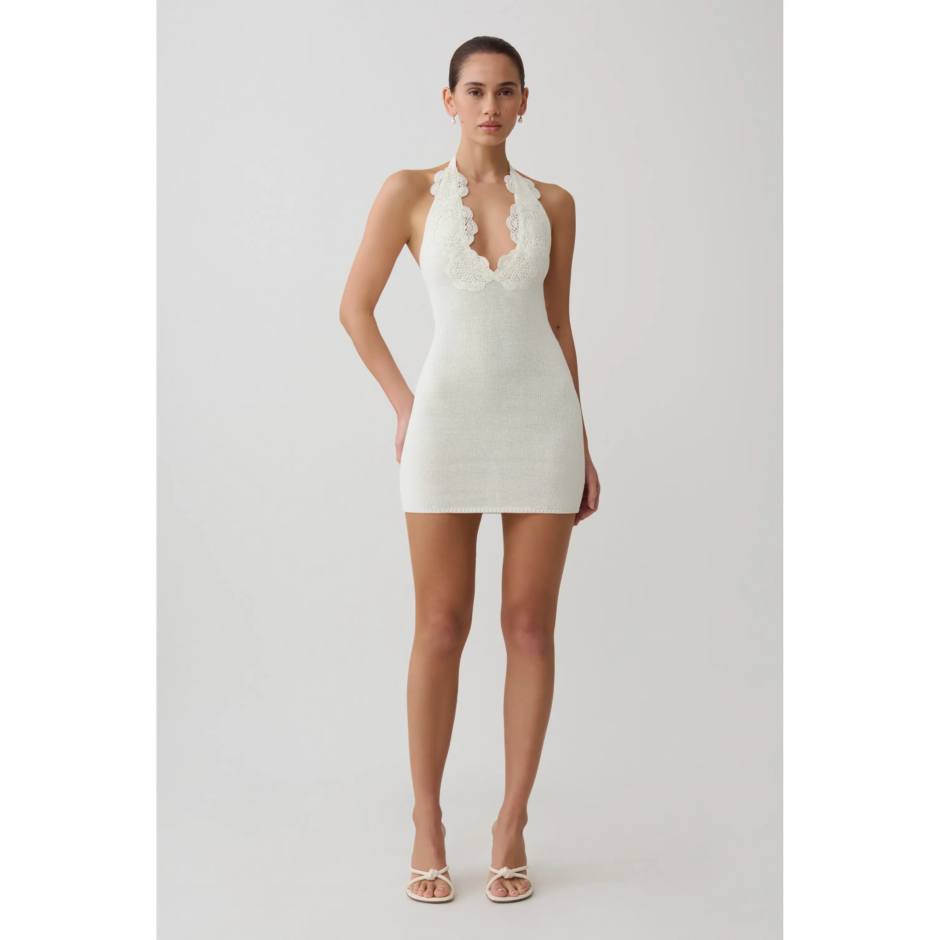 Bohdie Crochet Halter Mini Dress - Ivory