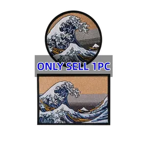 Wave Embroidery Patch, Self-Adhesive Iron-On Applique, Perfect for Clothes Jackets Bags Hats Accessories, Decorative Sewing Accessory, Embroidery Craft