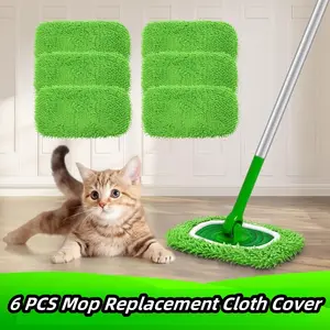 Set of 6 Reusable Microfiber Mop Pads Compatible with Swiffer Sweeper, Dry Sweeping Cloths, Washable Wet Mopping Cloth Refills for Floor Cleaning (Mop Is Not Included) Durable Absorbent summervibes