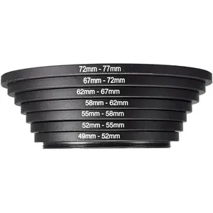 7Pcs Filter Ring Adapter Set, Aluminum Camera Lens Filter Ring Adapter Kit, Camera Professional Mini Step Up, Accessories(49-52mm 52-55，55-58， 58-62， 62-67， 67-72， 72-77mm)