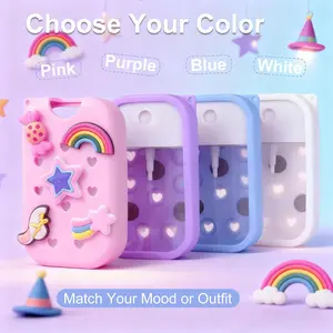 1 Pack Silicone Mist Case Compatible with Touchland Crocs Hand Sanitizer Spray (Fit for 1.58 FL OZ/45 mL), with 5 Charms and Keyring Accessory