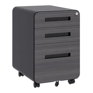 Metal File Cabinet with Lock,3 Drawer Underdesk Small Storage Rolling Filing Cabinet for Home Office Mobile Steel Cabinets with Wheels