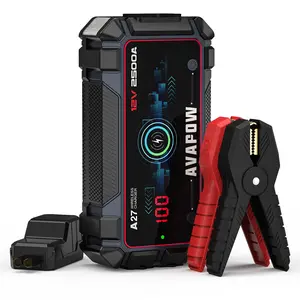 AVAPOW Jump Starter Car Battery 2500A Peak,Portable Jump Starters for Up to 8L Gas 8L Diesel Engine with Booster Function,Wireless Charging Design,12V Lithium Jump Pack with Smart Safety Clamp, IP65
