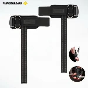 MANUEKLEAR Non-Slip Wrist Straps for Weightlifting Deadlifting, Gym Lifting Straps with D Rings for Cable Machine Workout, 10mm Neoprene Padded Weight lifting Wrist Wraps for Men Women