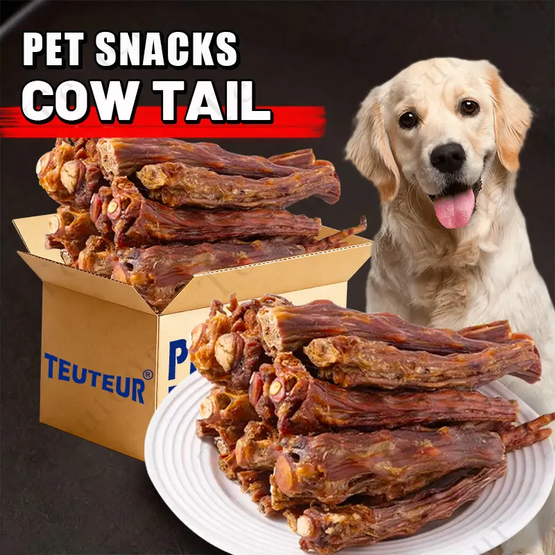Air Dried Beef Tail Dog Chew Natural Dog Treat for Puppies Small Medium Large Dogs Durable Long Lasting Tough Chewer Friendly High Protein Snack Teeth Cleaning Chew Training Reward Pet Supplies