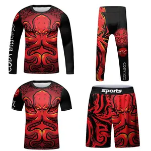 Kids Sportswear MMA Muay Thai Jiu Jitsu Rashguard Training Gym Clothing Boys Children Basketball Running Boxing Set Tracksuit