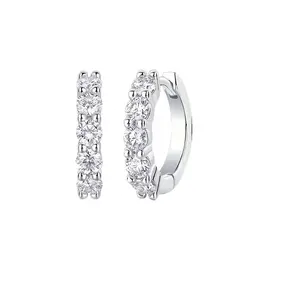 1 Pair 2PCS 925 Silver/Gold White Round GRA Moissanite Elegant Women's Earrings Fashion Gift Hypoallergenic gold money piece hoop