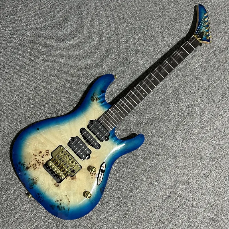 Blue Burl ST Electric Guitar Rosewood Fingerboard with HSH Pickups Fixed Bridge for Rock Music Electric Guitar