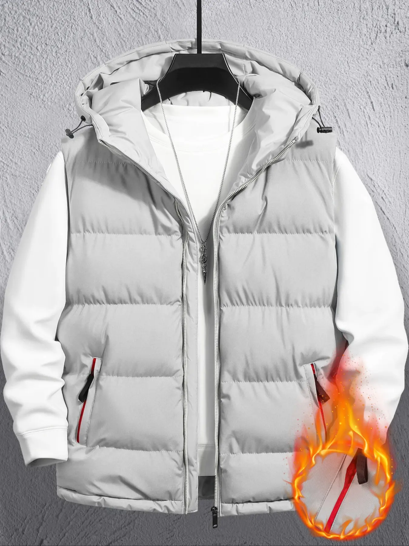 Men's Lightweight Windproof Softshell Hooded Vest, Waistcoat Vest, Sleeveless Gilet, Sleeveless Vests, Waterproof Multi-Pocket Warmth, Casual Zipper Design for Travel & Outdoor Activities