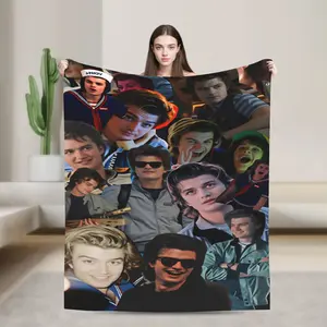 Warm Soft Blanket Boy Girl Picnic Steve Harrington Throw Blanket  Flannel Bedspread For Home Decor Funny Sofa Bed Cover