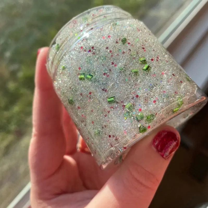 Mistletoe Clear Bingsu Slime Christmas Slime Sparkly Shimmer Scent Free Fun to Fluff