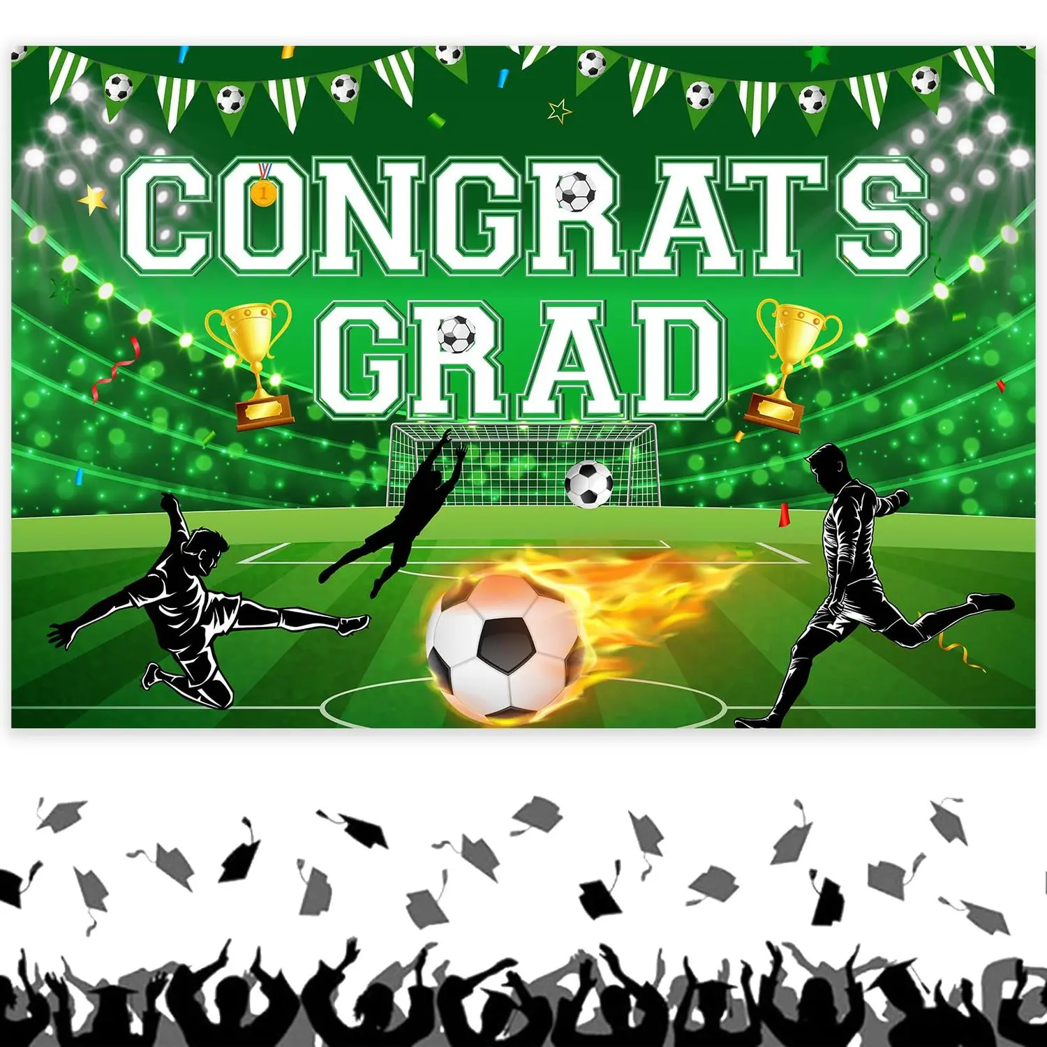 1Set Senior Night Backdrop Soccer Soccer Senior Night Decorations 2026 Senior Night Soccer Backdrop Green Photo Backdrops Photography for Soccer Graduation Retirement Sports Background