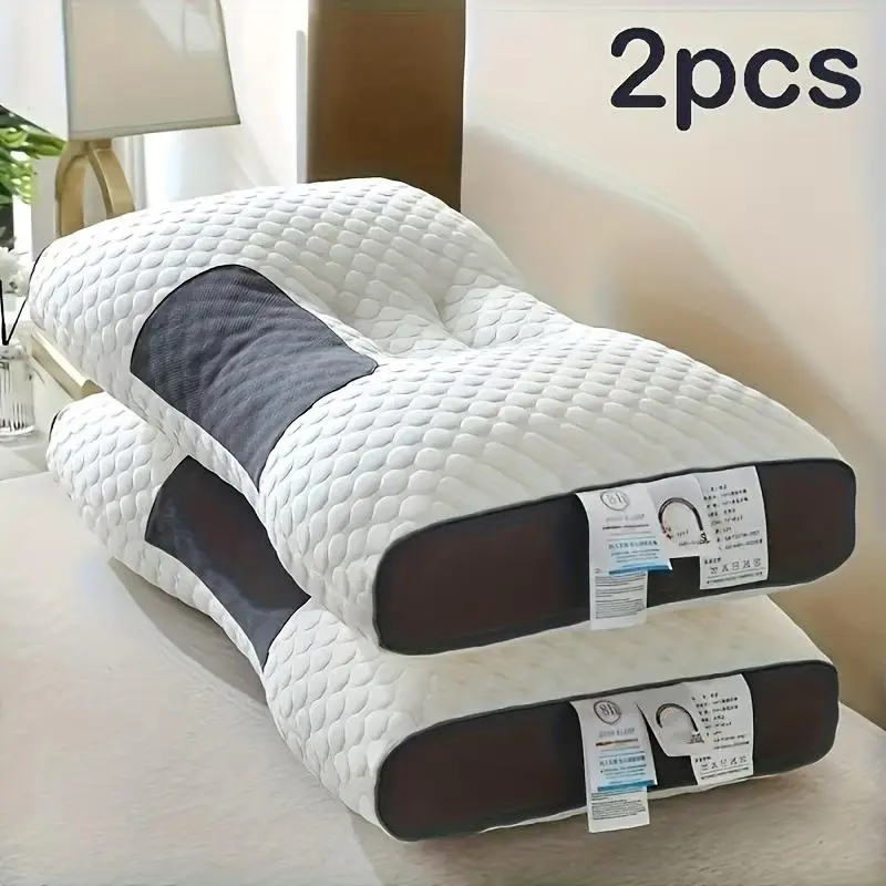 2 Pcs of knitted massage neck pillows | Suitable for sleep | Soft | Portable midday rest neck pillow / Prone sleeping pillow / Adjustable ergonomic cervical contour support pillow | High-quality pillow core / Christmas gift, Contoured Form, Knitted Textur