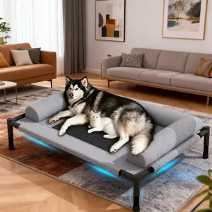 Durable Elevated Bed for Medium & Large Dogs! High-Elastic Support for Spine Protection, 3D Ventilated Mesh for Fast Cooling