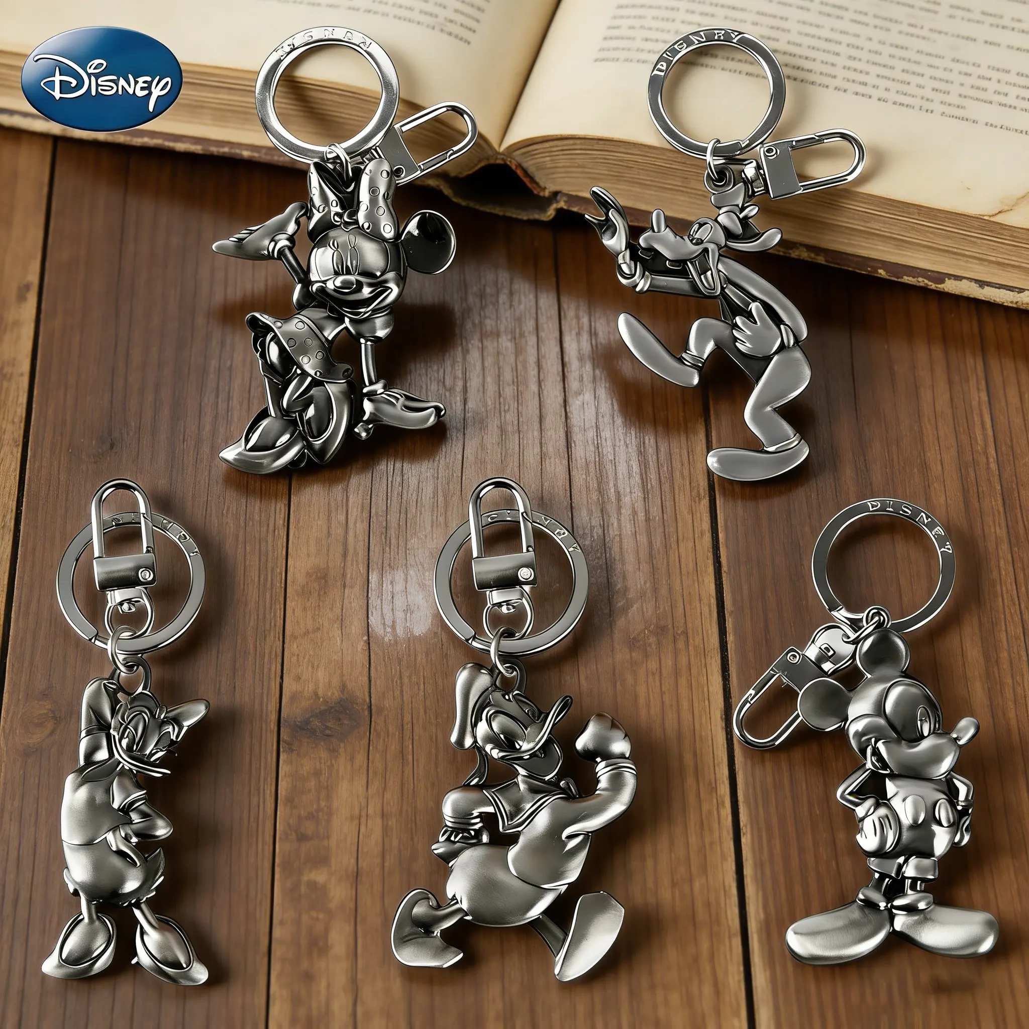 1PC Disney Keychain Officially Licensed Collectible Cute Animal Anime Mickey Daisy Duck Donald Duck Goofy Minnie Keyring Backpack Decoration Car key Pendant Desk Ornament Anti-Rust Exquisite Alloy Enamel Gift