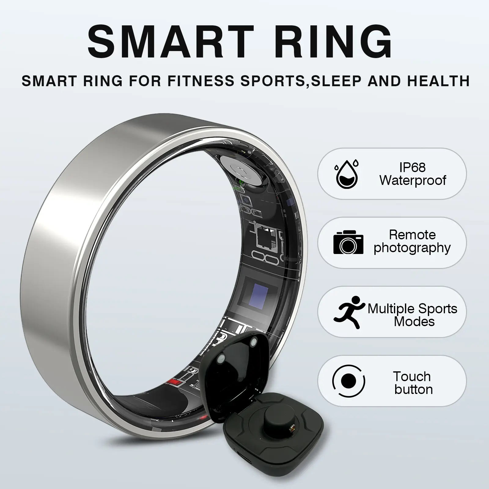 Smart Ring for Women & Men, Fitness Tracker Ring with Step Counter, Waterproof Smart Wearable for Daily Activity Tracking