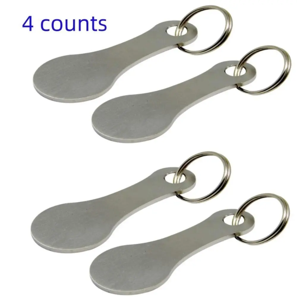 4 Piece Shopping Cart Keychain Set, Metal Shopping Cart Tokens, Multi-Use Key Ring Decor, Portable Home Outdoor Accessory, Multi Purpose Keychain, Key Accessories, Multifunctional Keychain