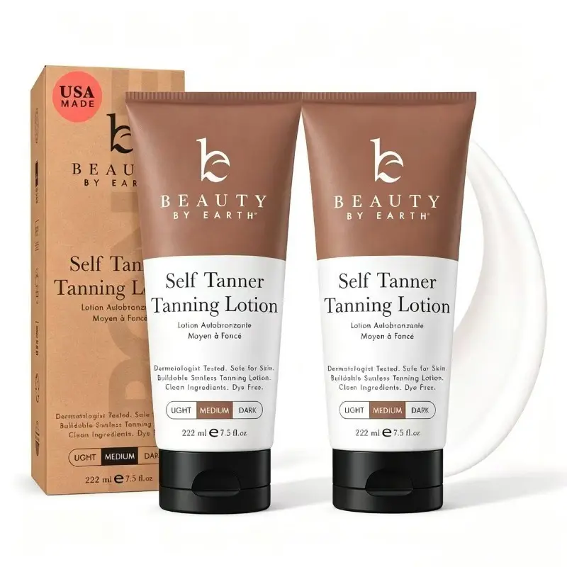 【Buy 1 Get 1 Free】Beauty by Earth Gradual Self Tanner Body Lotion - Natural, Streak-Free Sunless Tanning Lotion for Bronzed, Hydrating Glow, Made in USA, Vegan, Cruelty-Free, Pregnancy-Safe