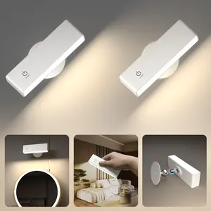 2 Pack LED Wall Light 360 Rotation Dimmable Wall Sconce Magnetic For Mount Light Book Table Lamp Christmas Room Decoration Atmosphere Lighting Lamp Lights With Easy Charging