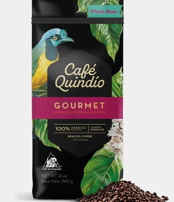 Café Quindío Gourmet 100% Colombian Coffee Whole Bean 340g Premium Arabica Roasted Coffee from Colombia for Coffee Enthusiasts
