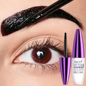 QICIY Easy Peel Eyebrow Gel - Waterproof & Sweatproof Long Lasting Black Brown Tattoo Color Film Forming Coverage for All Skin Types Liquid Makeup