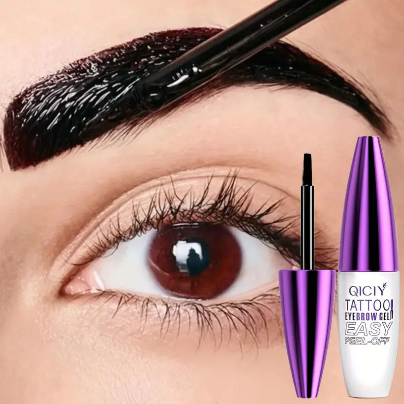 QICIY Easy Peel Eyebrow Gel - Waterproof & Sweatproof Long Lasting Black Brown Tattoo Color Film Forming Coverage for All Skin Types Liquid Makeup