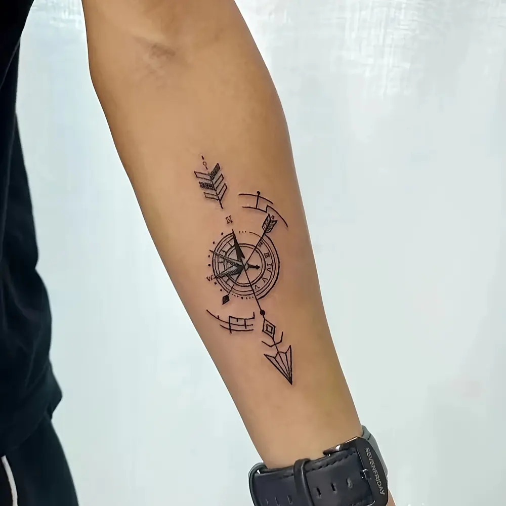 6 PCs Large Herbal Tattoo Stickers, Containing 1 One Mexican Style Font Elements and 5 Random Styles, Lasting for 7-15 Days, Suitable for People Who Don't Want to Get a Tattoo