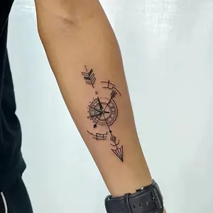 6 PCs Large Herbal Tattoo Stickers, Containing 1 One Mexican Style Font Elements and 5 Random Styles, Lasting for 7-15 Days, Suitable for People Who Don't Want to Get a Tattoo