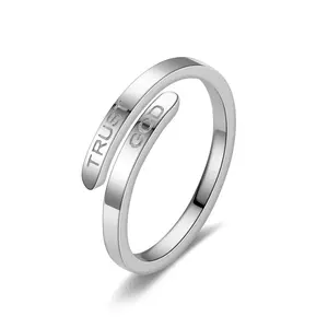 Unisex Adjustable Trust God Ring, Inspirational Christian Faith Costume Jewelry, Encouragement Gift for Daughter, Graduation Christmas Present Statement Ring Heart Shaped rings