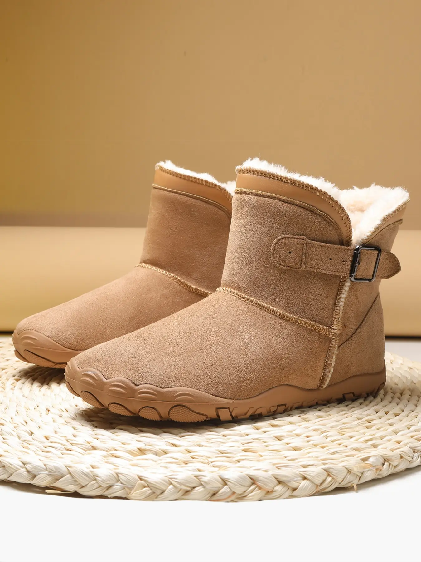 Winter Snow Boots Unisex Short Boot Casual Warm Boots Lined Warm Inner Rubber Anti-Slip Sole Thick Cotton Shoes, Men Women Cold Weather Footwear, Slip Resistant Boots