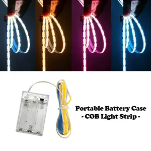 Battery-Powered COB Light Strip with Portable Battery Box, Self-Adhesive, Four Colors, Ideal for Home Decor, Living Room, Bedroom, LED Lights Strips