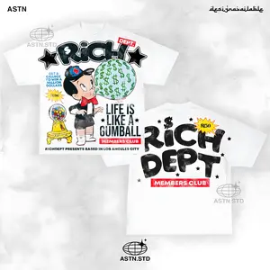Y2K Graphic "Rich Dept" Personalize Printed Tshirt Casual Cotton Menswear T-Shirt