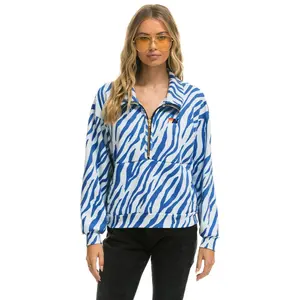 TIGER FLEECE UNISEX HALF ZIP JACKET - BLUE TIGER TIGER FLEECE UNISEX HALF ZIP JACKET - BLUE TIGER