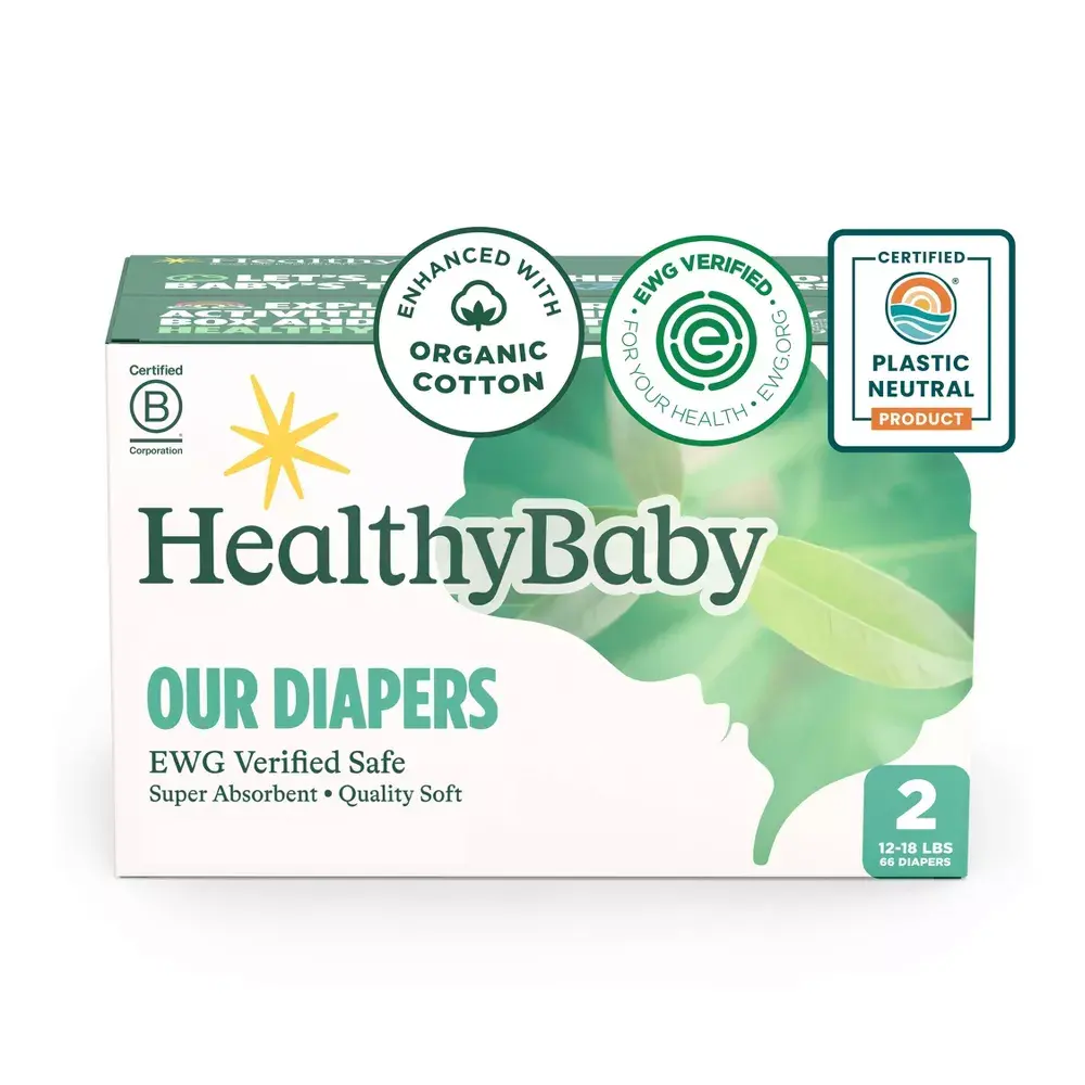 HealthyBaby Organic Cotton Enhanced Chlorine Free Disposable Diaper Size 2 - 66ct