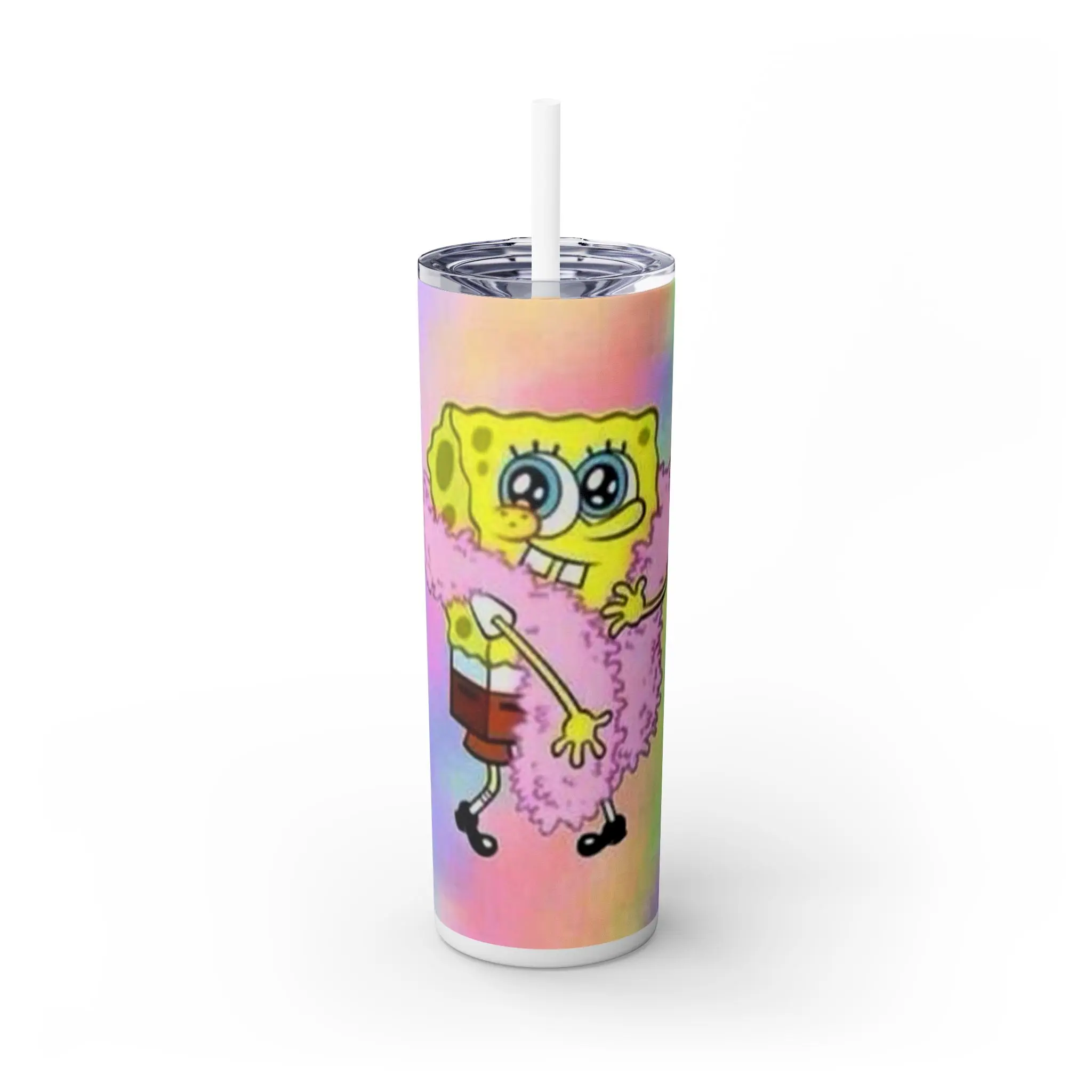 Skinny SpongeBob rainbow Tumbler with Straw, 20oz
