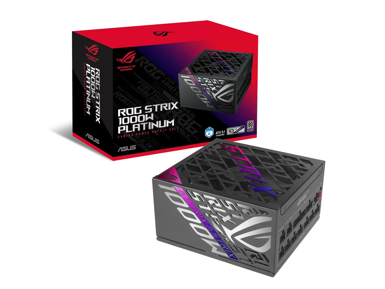 ASUS ROG Strix 1000W Platinum (Fully Modular Power Supply, 80 Plus Platinum Certified, ATX 3.1, Cybenetics Lambda A+, GaN MOSFET, GPU-First Intelligent Voltage Stabilizer, 10-Year Warranty)