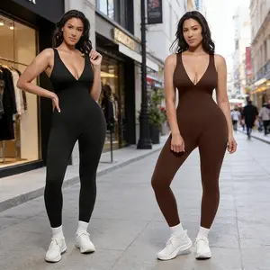 Lady's Women's Clothes High-Waisted Compression Deep V Shapewear Jumpsuit - Waist Cincher Tummy Control, Chest Support, Breathable Sports Jumpsuit