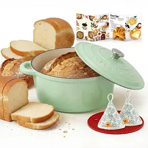 Overmont 5.5QT Enameled Cast Iron Dutch Oven Verdant, Durable Cooking Pot with Lid, Even Heat Distribution, Self-Basting Lid, Ideal for Braising, Roasting, Baking, Oven & Stovetop Compatible