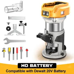 800W Cordless Compact Router for DeWalt 20V Battery, Battery NOT Included, 6 Variable Speeds Router Tool for Woodworking, 30,000 RPM Fixed Base Wood Router with Trim Router Bits, Edge & Roller Guide, Dust Hood fathersdaygift