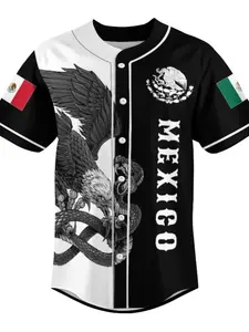 Mexico Heat Baseball Jersey-Sporty & StylishButton-Up with Green, White & Red Accents! Mexican Hot Weather Baseball Jersey, Stylish Button Design with Accents, Perfect for Sports Fans & Casual Wear