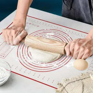 Silicone Kneading Mat with Measurements, Rolling Mat, Non-Stick Dough Prep Surface for Baking, Essential Kitchen Tool for Home Bakers