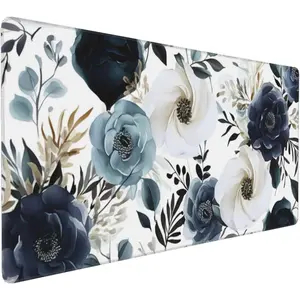 24 x 14 in, XXL Large Mouse Pad for Desk, Extended Keyboard Mouse Mat for Computer Office, Big Laptop Mouse pad, Gaming Pc-Boho Navy Blue Peony Florals