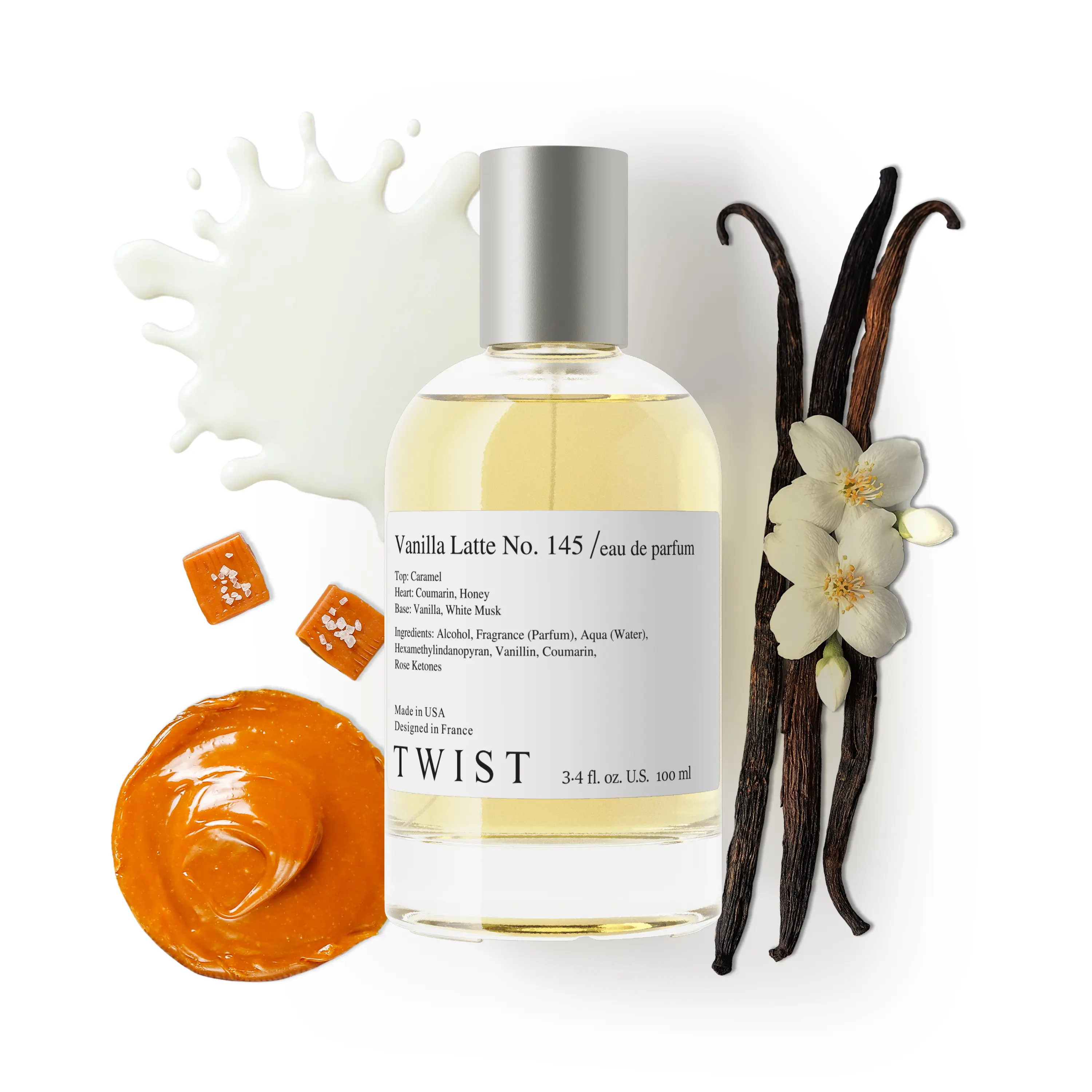 Twist Perfumes | Vanilla Latte No. 145 | Unisex Perfume | Long Lasting Perfume | Fragrance for Summer Women and Men | Sweet and Musky | Gourmand