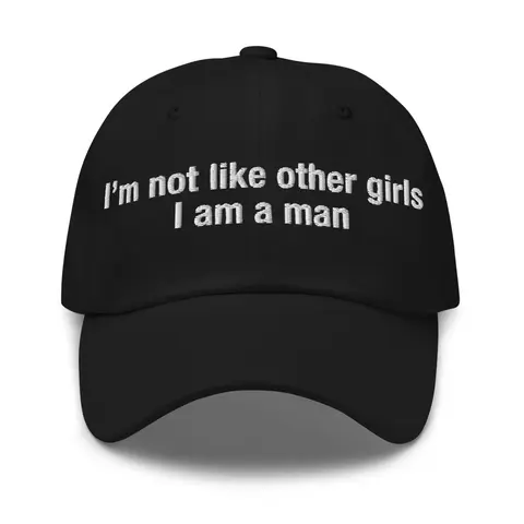 Dad Embroidered Casual Cap - Funny Graphic Hat with "I'm Not Like Other Girls I Am Man" Embroidery, 35% Cotton Camo, Camo Airflow 6eyes, 3 ⅛” Crown Height, Adjustable Fit, Classic Design, Antique Buckle, Fashion Clothes Accessory