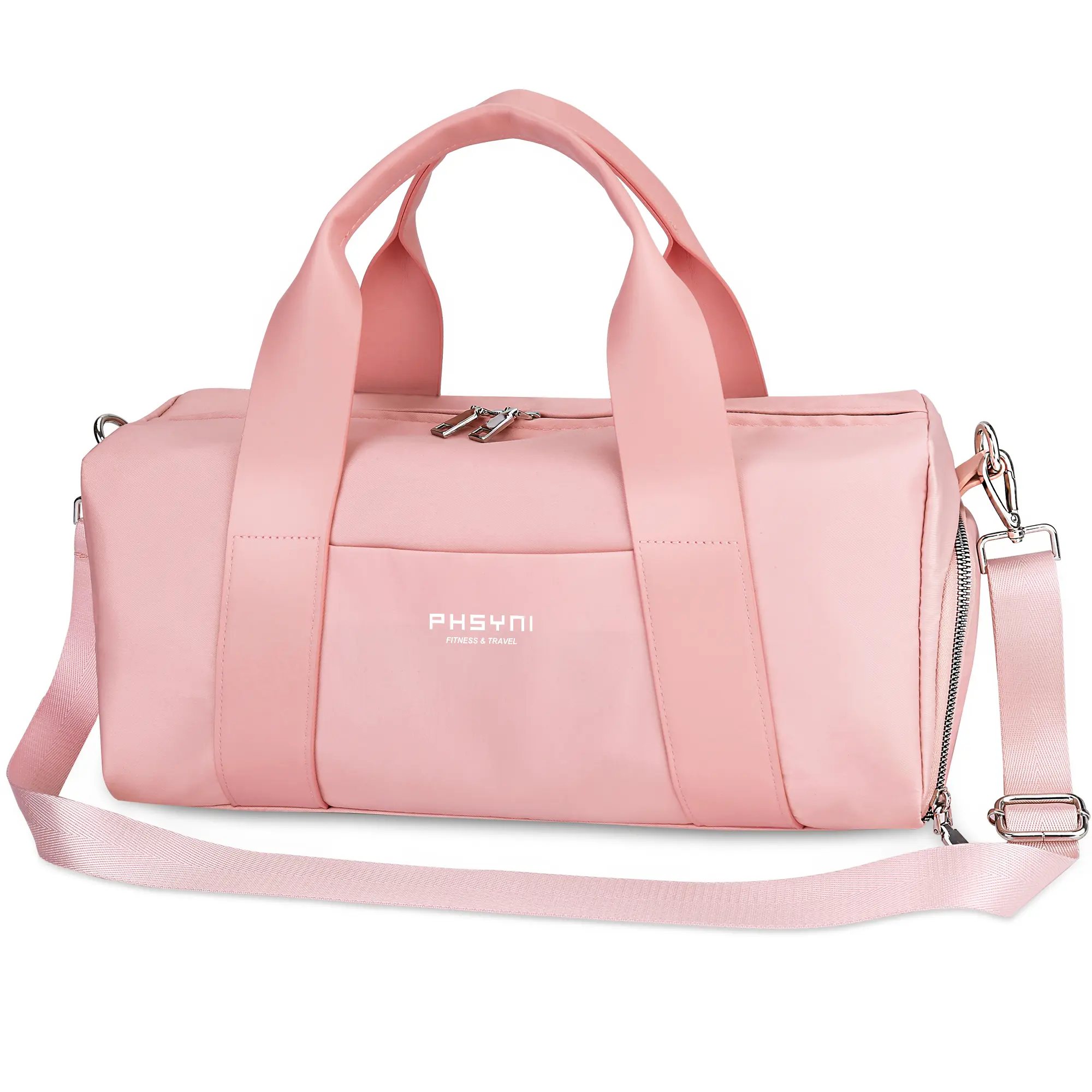 Small Gym Bag for Girls Kids,Sport Duffle Bag for Women Fitness Workout, Travel, Dance, Ballet, Swim with Shoes Compartment & Waterproof Pocket,Easy Carrying Pu Leather Handle (16"-Small)