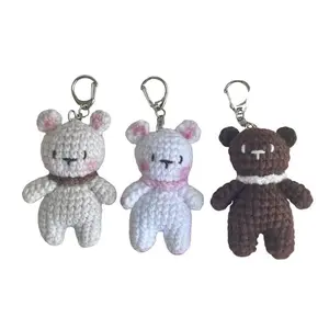 Handmade Crochet Bear Keychain Kawaii Bag Charm with Double Ring, Unique Gift for Her & Him, Ideal for Birthdays & More