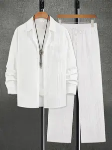 Men‘s Fashion Casual Shirt  Set Matching 2 Piece Casual Athletic Jogging Long Sleeve Outfits Track Suits For Men Sets