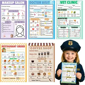 6 Pack  Pretend Play Notepads 4x6 Inch Playtime Pads for  40 Pages Imaginative Role for  (Role Play)