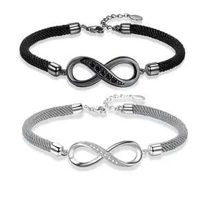 Couple's Infinity Symbol Rope Bracelet, crafted from premium copper with zirconia accents and an adjustable S925 extension chain.The perfect holiday gift for your boyfriend, girlfriend, or best friend.permanent  hand  chain