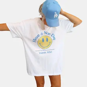 Retro Smile Shirt Vintage 70s Style Oversized Shirt Comfort Colors Trendy Tops Have a Nice Day Thank You Happy Face Shirt Positive Shirt Be Kind Shirt